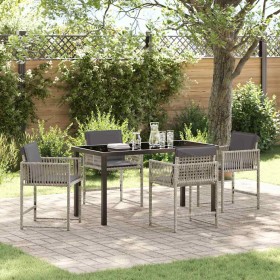 Conjunto de Comedor de Jardín 5 pcs Gris Claro ratán sintético