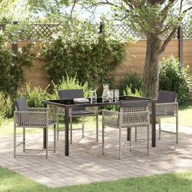 Conjunto de Comedor de Jardín 5 pcs Gris Claro ratán sintético