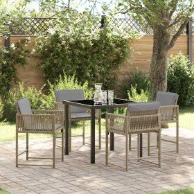 Conjunto de Comedor de Jardín 5 pcs Beige ratán sintético