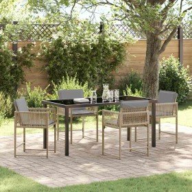 Conjunto de Comedor de Jardín 5 pcs Beige ratán sintético