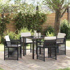 Conjunto de Comedor de Jardín 5 pcs Negro ratán sintético