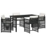 Conjunto de Comedor de Jardín 5 pcs Negro ratán sintético