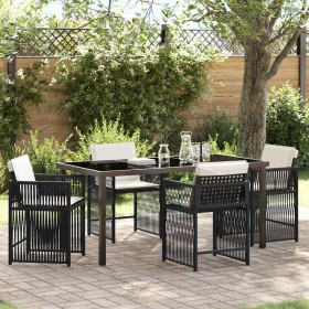 Conjunto de Comedor de Jardín 5 pcs Negro ratán sintético