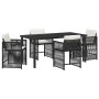 Conjunto de Comedor de Jardín 5 pcs Negro ratán sintético