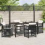 Conjunto de Comedor de Jardín 5 pcs Negro ratán sintético