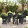 Conjunto de Comedor de Jardín 5 pcs Negro ratán sintético