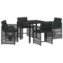 Conjunto de Comedor de Jardín 5 pcs Negro ratán sintético
