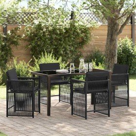 Conjunto de Comedor de Jardín 5 pcs Negro ratán sintético
