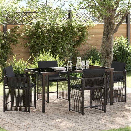 Conjunto de Comedor de Jardín 5 pcs Negro ratán sintético
