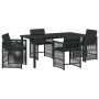 Conjunto de Comedor de Jardín 5 pcs Negro ratán sintético