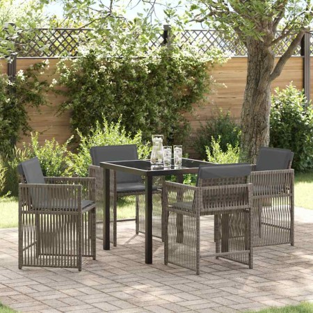 Conjunto de Comedor de Jardín 5 pcs Gris ratán sintético