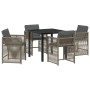 Conjunto de Comedor de Jardín 5 pcs Gris ratán sintético
