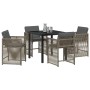 Conjunto de Comedor de Jardín 5 pcs Gris ratán sintético
