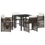 Conjunto de Comedor de Jardín 5 pcs Marrón ratán sintético