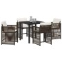 Conjunto de Comedor de Jardín 5 pcs Marrón ratán sintético