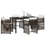 Conjunto de Comedor de Jardín 5 pcs Marrón ratán sintético