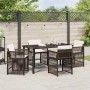 Conjunto de Comedor de Jardín 5 pcs Marrón ratán sintético