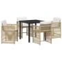 Conjunto de Comedor de Jardín 5 pcs Beige ratán sintético
