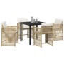 Conjunto de Comedor de Jardín 5 pcs Beige ratán sintético