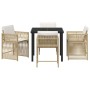 Conjunto de Comedor de Jardín 5 pcs Beige ratán sintético