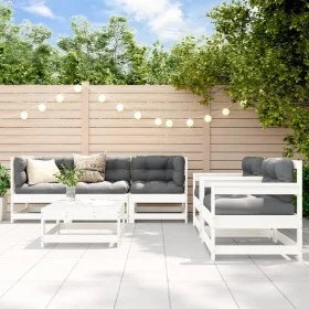 6-teiliges Gartenmöbel-Set und weiße Massivholzkissen von vidaXL, Gartensets - Ref: Foro24-3185816, Preis: 508,14 €, Rabatt: %
