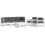 6-teiliges Gartenmöbel-Set und weiße Massivholzkissen von vidaXL, Gartensets - Ref: Foro24-3185816, Preis: 520,87 €, Rabatt: %