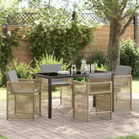 Conjunto de Comedor de Jardín 5 pcs Beige ratán sintético