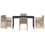 Conjunto de Comedor de Jardín 5 pcs Beige ratán sintético