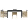 Conjunto de Comedor de Jardín 5 pcs Beige ratán sintético