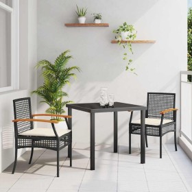 Conjunto de Comedor de Jardín 3 pcs Negro ratán sintético
