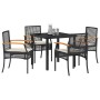 Conjunto de Comedor de Jardín 5 pcs Negro ratán sintético