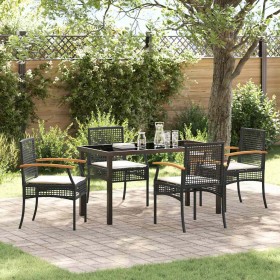 Conjunto de Comedor de Jardín 5 pcs Negro ratán sintético