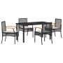 Conjunto de Comedor de Jardín 5 pcs Negro ratán sintético