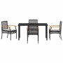 Conjunto de Comedor de Jardín 5 pcs Negro ratán sintético