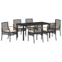 Conjunto de Comedor de Jardín 7 pcs Negro ratán sintético