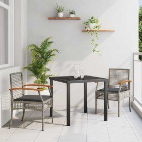Conjunto de Comedor de Jardín 3 pcs Gris ratán sintético