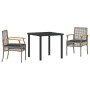 Conjunto de Comedor de Jardín 3 pcs Gris ratán sintético