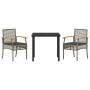 Conjunto de Comedor de Jardín 3 pcs Gris ratán sintético