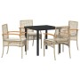 Conjunto de Comedor de Jardín 5 pcs Beige ratán sintético