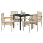 Conjunto de Comedor de Jardín 5 pcs Beige ratán sintético
