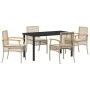 Conjunto de Comedor de Jardín 5 pcs Beige ratán sintético
