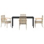 Conjunto de Comedor de Jardín 5 pcs Beige ratán sintético
