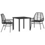 Conjunto de Comedor de Jardín 3 pcs Negro ratán sintético