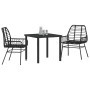Conjunto de Comedor de Jardín 3 pcs Negro ratán sintético