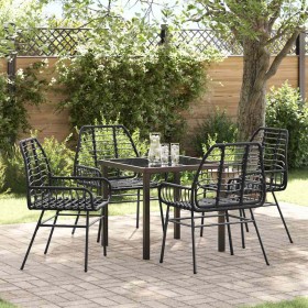 Conjunto de Comedor de Jardín 5 pcs Negro ratán sintético