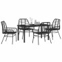Conjunto de Comedor de Jardín 5 pcs Negro ratán sintético