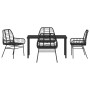 Conjunto de Comedor de Jardín 5 pcs Negro ratán sintético