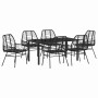 Conjunto de Comedor de Jardín 7 pcs Negro ratán sintético