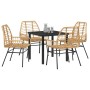 Conjunto de Comedor de Jardín 5 pcs Marrón ratán sintético