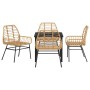 Conjunto de Comedor de Jardín 5 pcs Marrón ratán sintético